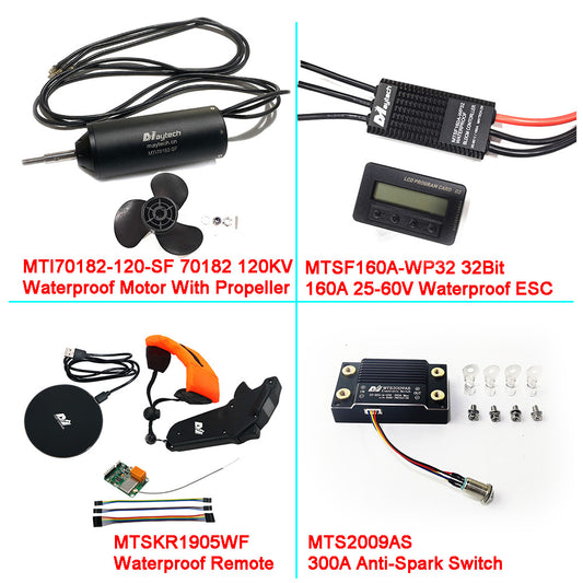 Maytech Light Weight Efoil Kit ( 70182 Waterproof Motor + Waterproof 160A ESC+ V2 Remote ) With or Without Anti-spark switch