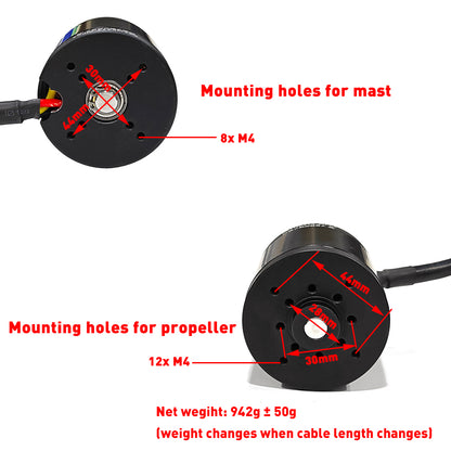 Foil Assist Motor 6374 150KV 80KV Fully Waterproof Brushless Motor for Underwater Thruster Electric SUP Efoil DIY Electric Foil