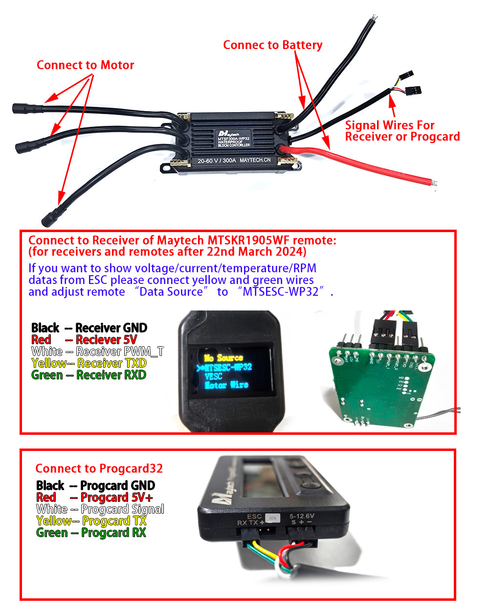 Maytech Fully Waterproof Efoil Kit 70182 120KV Motor + 300A 32Bit ESC + 1905WF Remote + MTS2009AS Switch + 12V 30W Water Pump