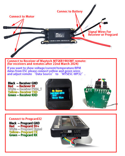 Maytech Fully Waterproof Efoil Kit 65162 65161 Motor + 300A 32Bit ESC + 1905WF Remote + MTS2009AS Switch + 12V 30W Water Pump