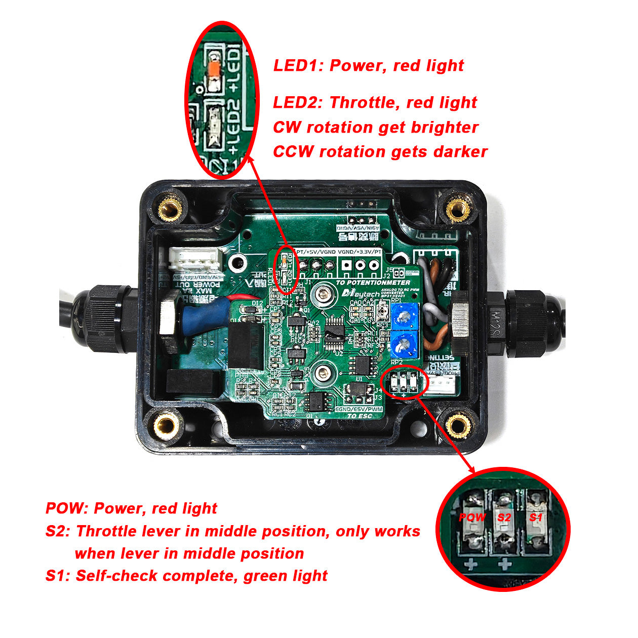 Maytech Electric Boat Motor Throttle Lever Forward Backward for Sailboats Electric Hydropfoil Boat