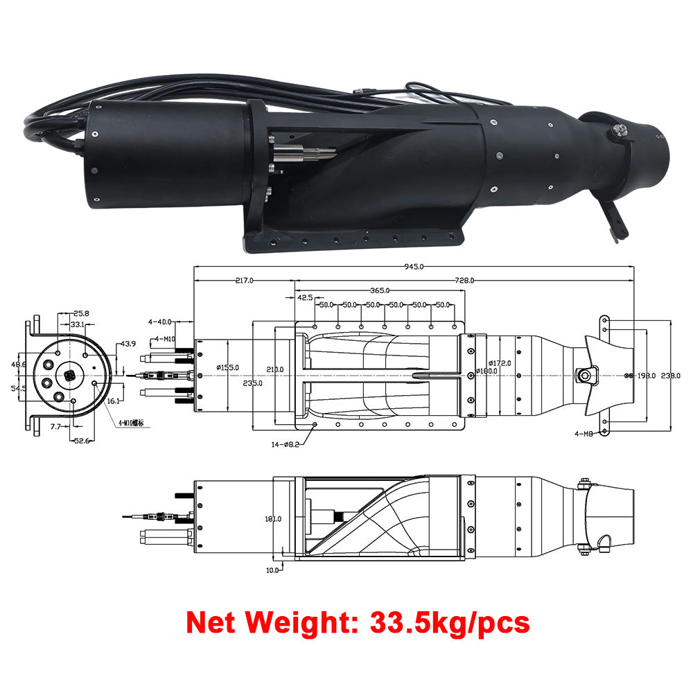 MTWJ40KW Max 40KW Jet Pump - Maytech Electric Waterjet With Steering Nozzle For Electric Marine Boat Jetski