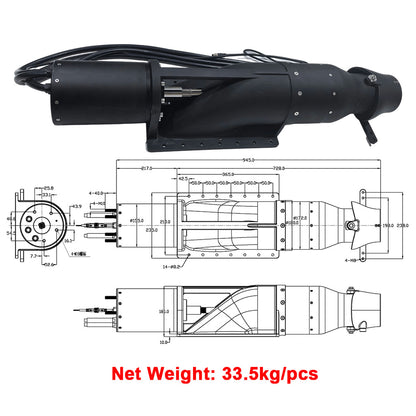 MTWJ40KW Max 40KW Jet Pump - Maytech Electric Waterjet With Steering Nozzle For Electric Marine Boat Jetski