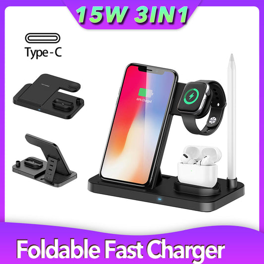 15W Wireless Charger Stand Pad For iPhone 13 12 11 X XS XR Pro Max Samsung S21 S20 S9 S8 Note Qi Fast Charging Station