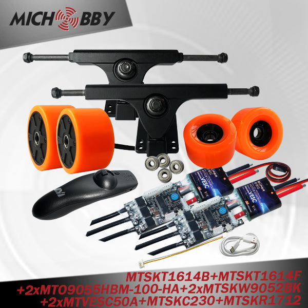 Out of Stock! 90mm Electric hub motor kit dual hub motors electric skateboard kit VESC50A based on VESC4.12 controllers