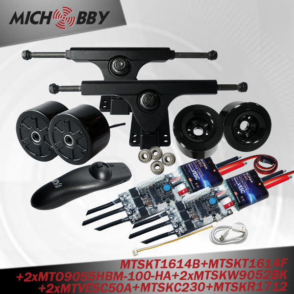 Out of Stock! 90mm Electric hub motor kit dual hub motors electric skateboard kit VESC50A based on VESC4.12 controllers