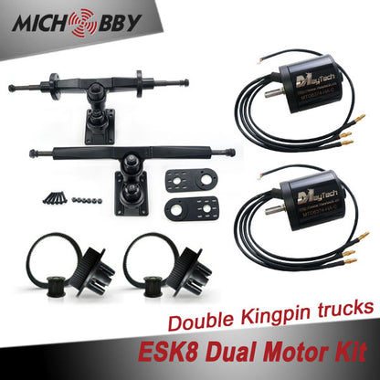 In Stock! Esk8 Dual 6374 Motor Kit Electric longboard kit dual motor trucks with motor mounts and pulleys