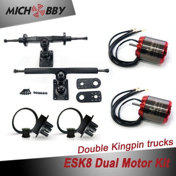 In Stock! Esk8 Dual 6374 Motor Kit Electric longboard kit dual motor trucks with motor mounts and pulleys