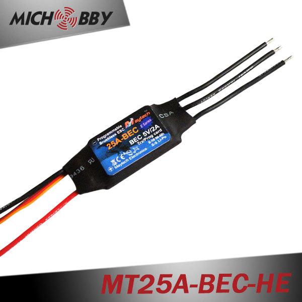 25A 3S ESC Brushless Electric Speed Controller for RC Airplanes Helicopters MT25A-BEC-HE