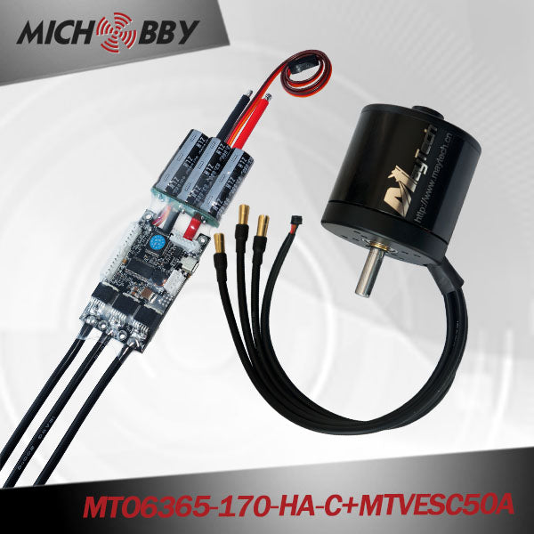 Maytech 6365 170kv brushless motor with closed motor and 50A VESC based controller for electric mountainboard