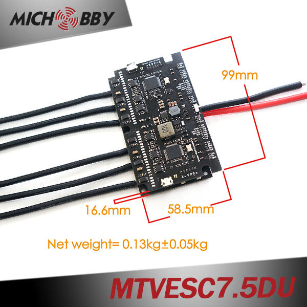 MTVESC7.5DU Dual 50A VESC based Electric Speed Controller With Aluminum Case