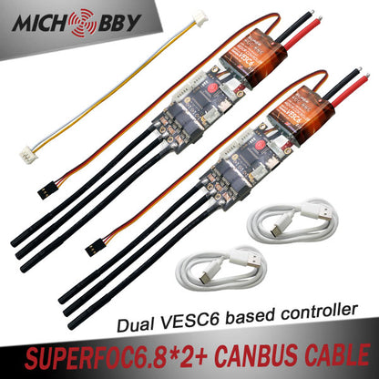 Maytech 2pcs/set double VESC6 based controller SUPERFOC6.8 50A for Electric Skateboard Mountainboard Robot